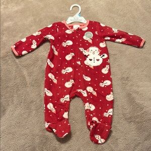 Koala Baby Red Footies with Snowman Print